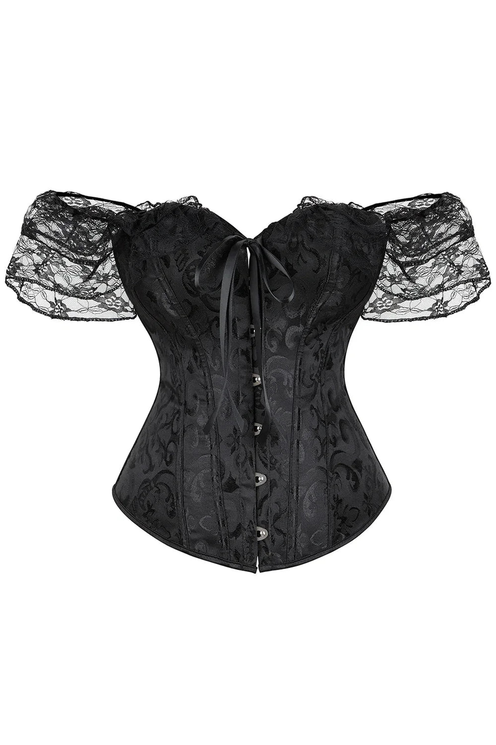 Black Lace Overbust Corset with elegant design.