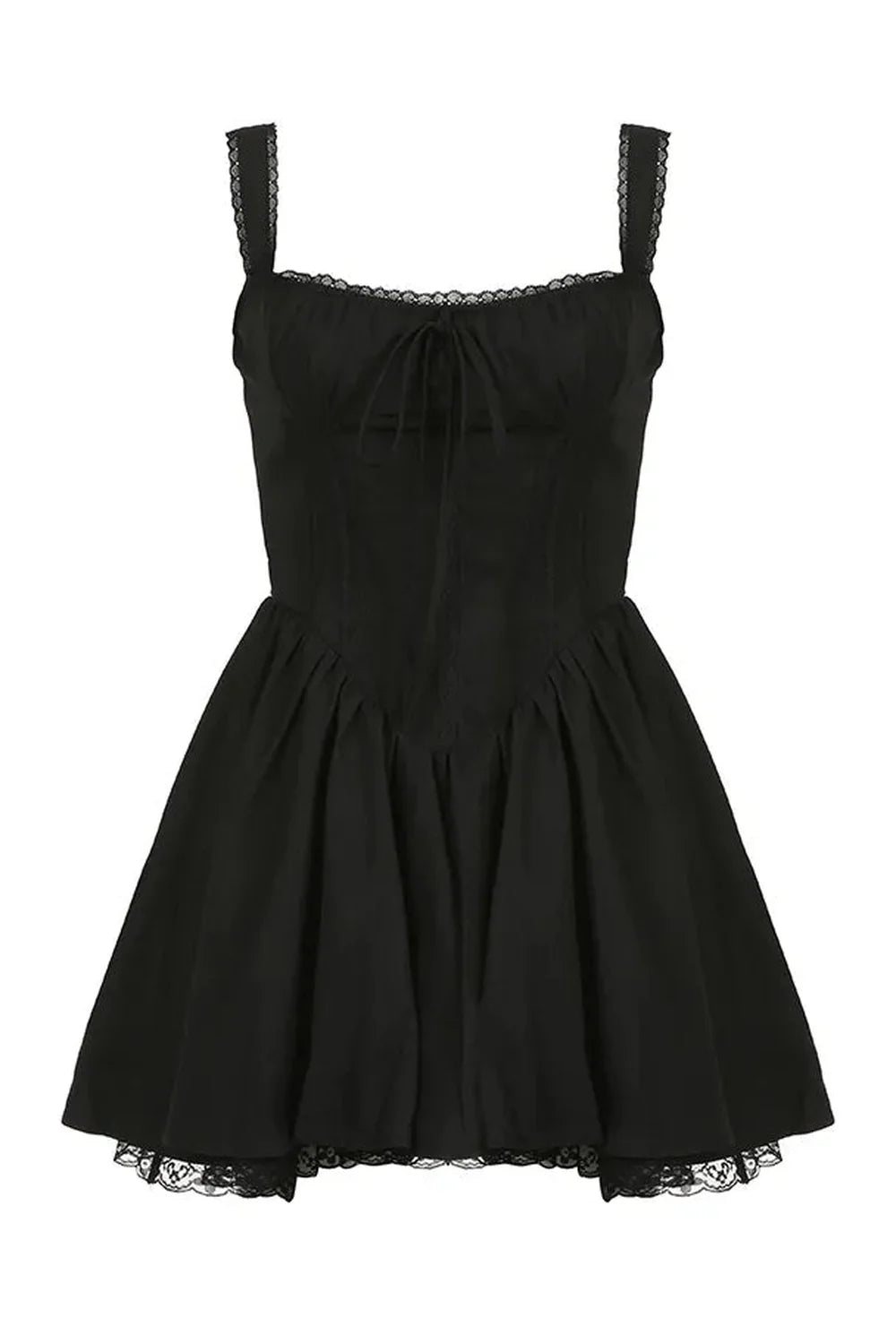 Black Lace Panel A-line Dress: Elegant and versatile.