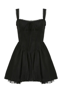 Black Lace Panel A-line Dress: Elegant and versatile.