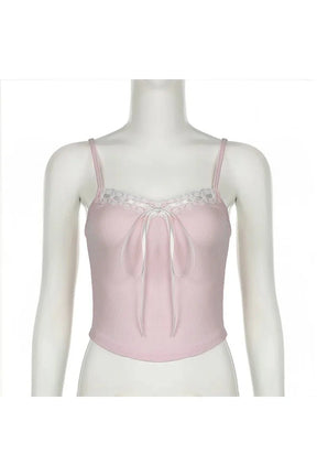 Lace Trim Pink Cami Top