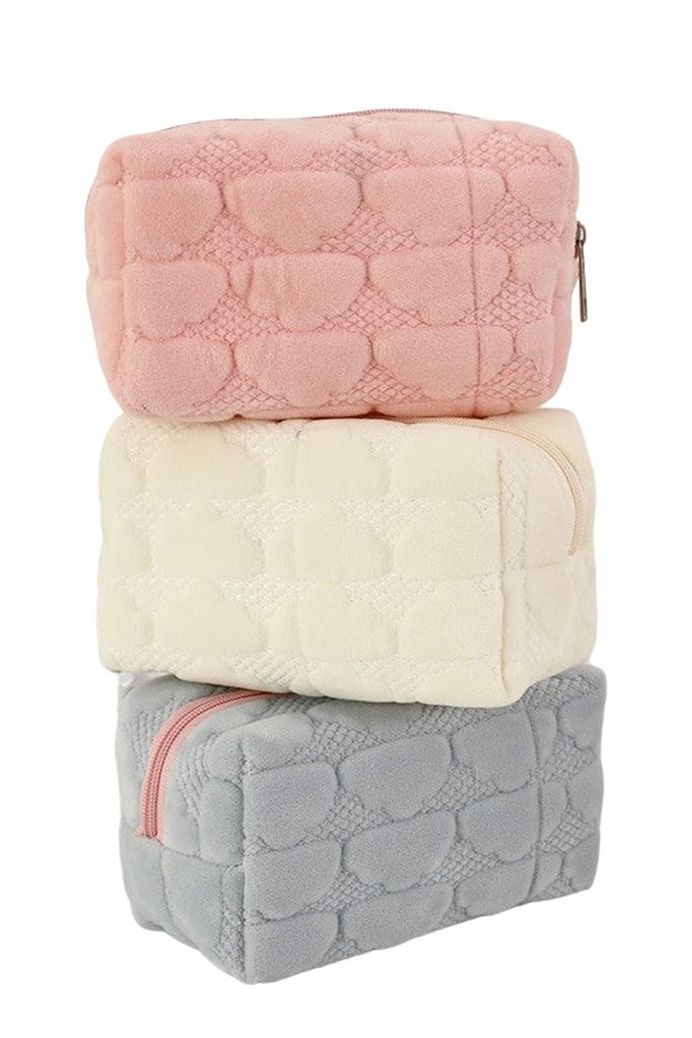 Travel Plush Makeup Bag in cloud pink, spacious.