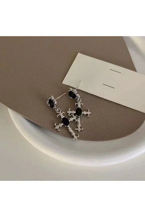 Large Cross Drill Jewel Earrings