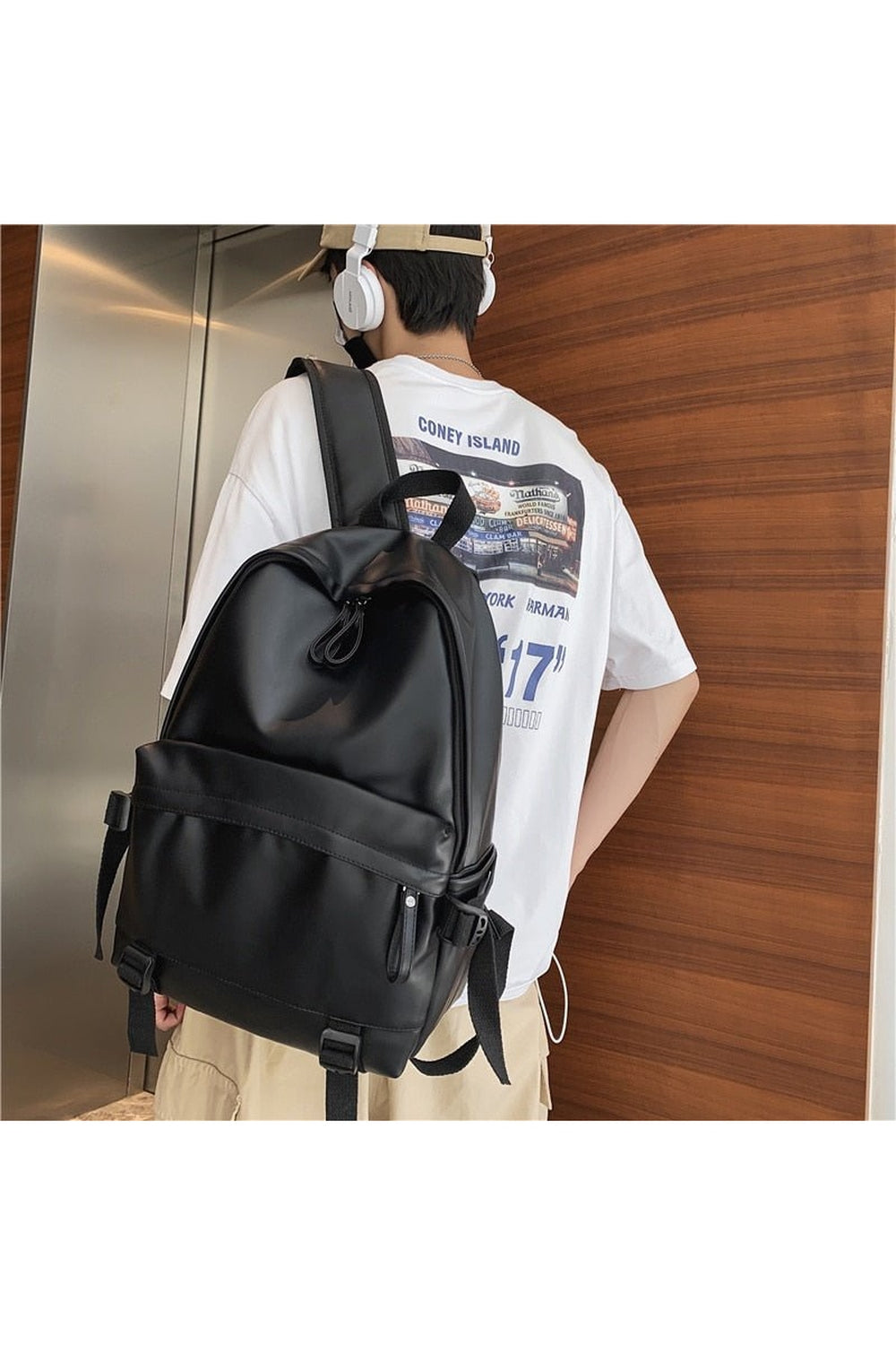 Leather Rucksack School Backpack