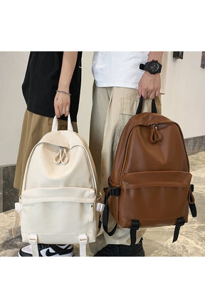 Leather Rucksack School Backpack