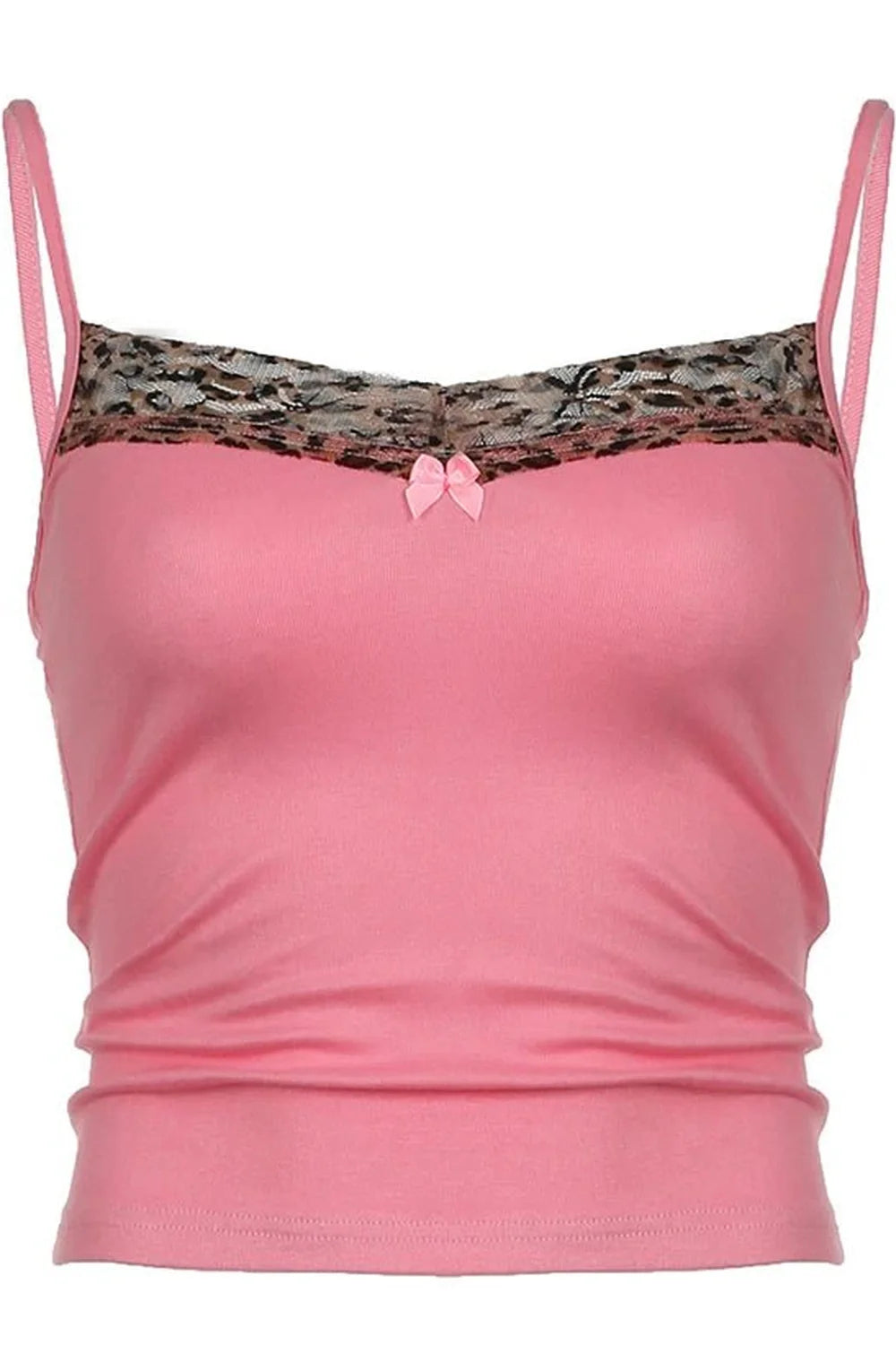 Pink Leopard Print Y2K Cami Top exudes vibrancy.