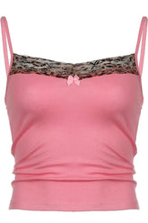 Pink Leopard Print Y2K Cami Top exudes vibrancy.