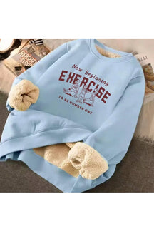 Letter Print Plush Hooded Sweatshirt