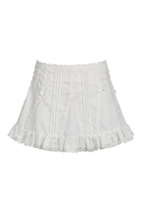 White Kawaii Lace A-line Skirt: Delicate and charming.