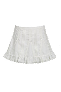 White Kawaii Lace A-line Skirt: Delicate and charming.