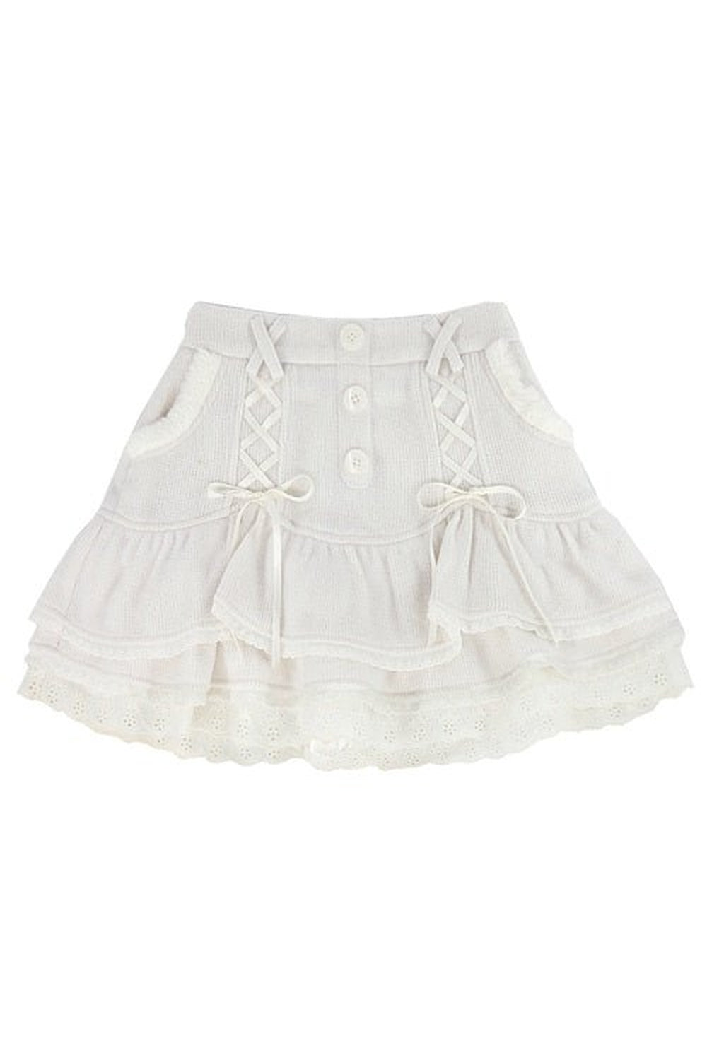 Kawaii Pastel Mini Skirt in Only White, charmingly vibrant.