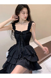 Lolita Style Black Dress in elegant black lace.