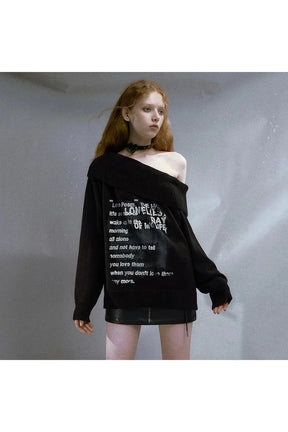 Lonely Verse" Off-Shoulder Sweater