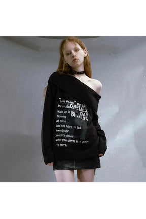 Lonely Verse" Off-Shoulder Sweater