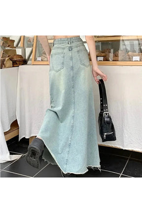 Long Denim Maxi Skirt