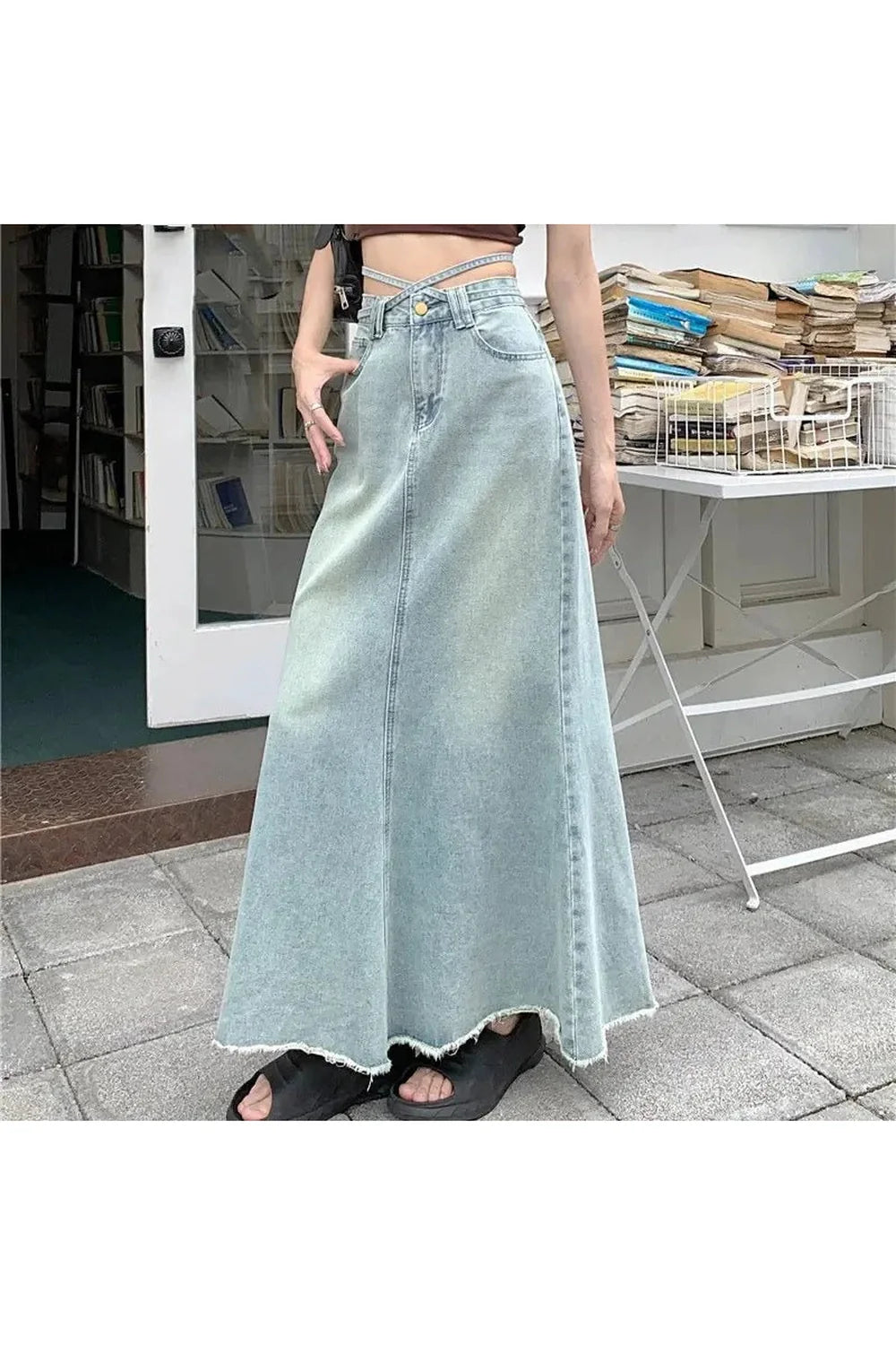 Long Denim Maxi Skirt