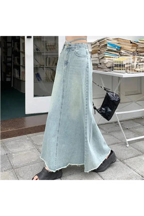 Long Denim Maxi Skirt