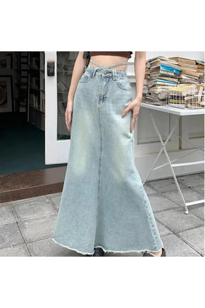 Long Denim Maxi Skirt