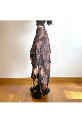 Long Irregular Brown Skirt