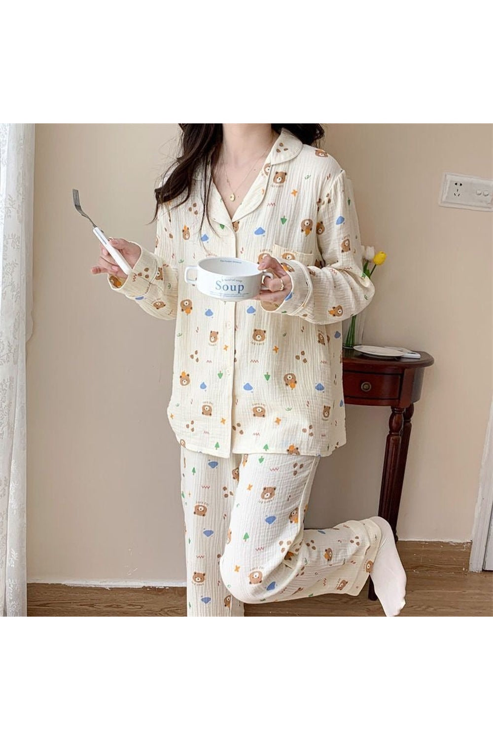 Long Sleeve Bear Print Pajama