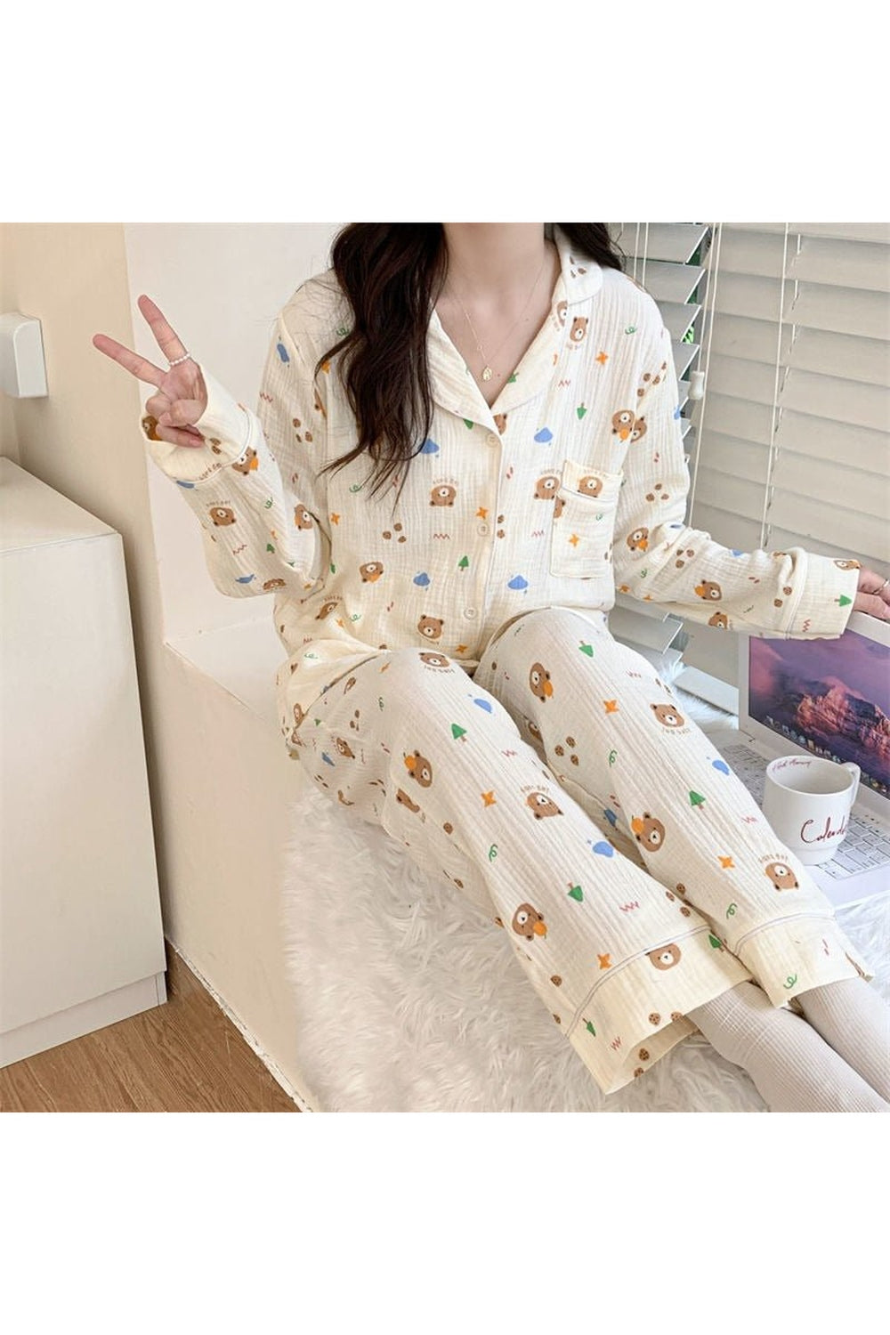 Long Sleeve Bear Print Pajama