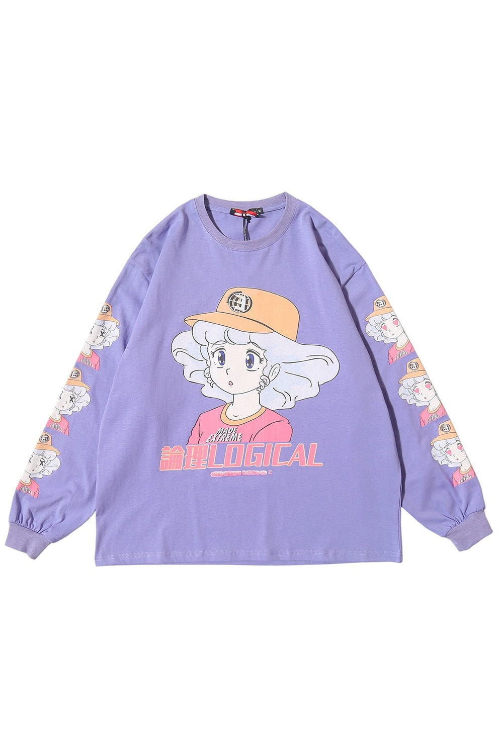 Purple Long Sleeve Kawaii Sweatshirt with adorable design.