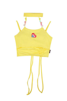 Yellow Love Beaded Halter Y2K Crop Top, chic.