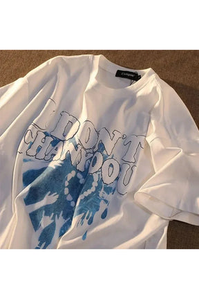 Stylish Lovr Print Harajuku T-shirt in White.