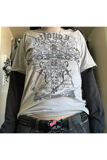 Layered Loyalty Gothic Cross T-Shirt, Type 1, edgy.