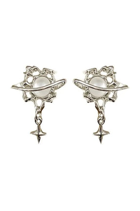 Lunar Elegance Pearl and Star Earrings