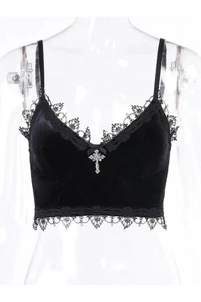 Mall Goth Velvet Crop Top