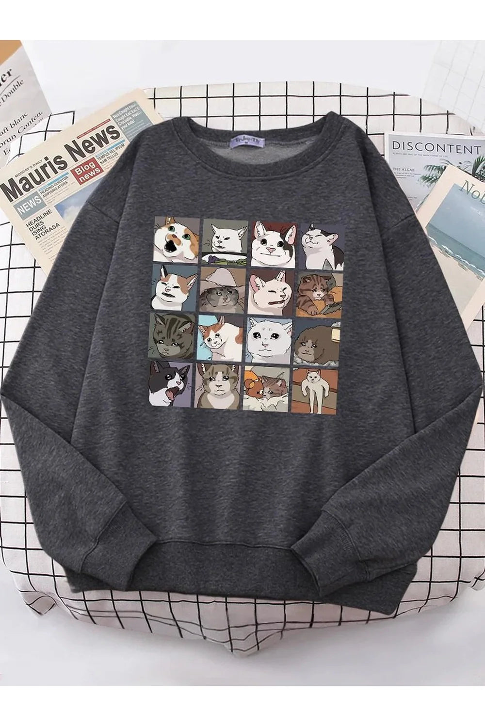 Meme Cats Oversized Women's Sweatshirt