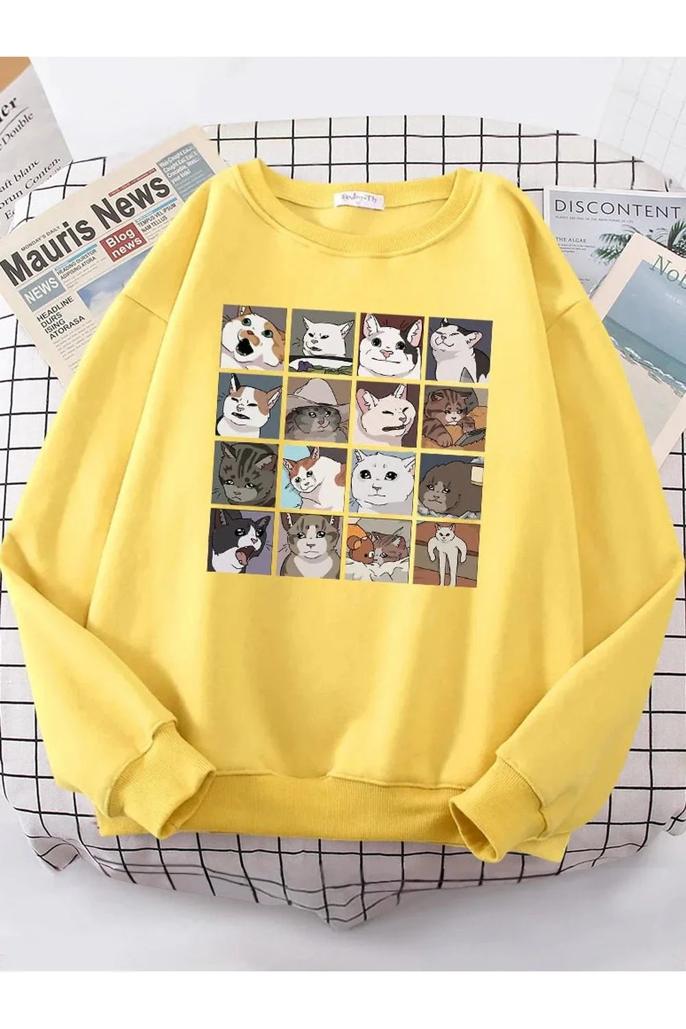 Meme Cats Oversized Women's Sweatshirt