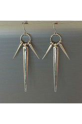 Silver Metallic Spike Drop Earrings for edgy style.