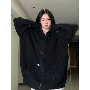 Midnight Buckle Oversized Cardigan