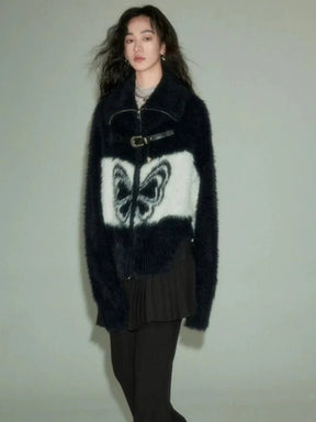 Midnight Butterfly Fuzzy Jacket