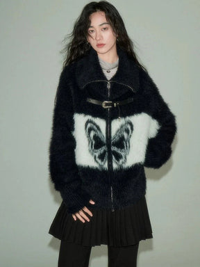 Midnight Butterfly Fuzzy Jacket