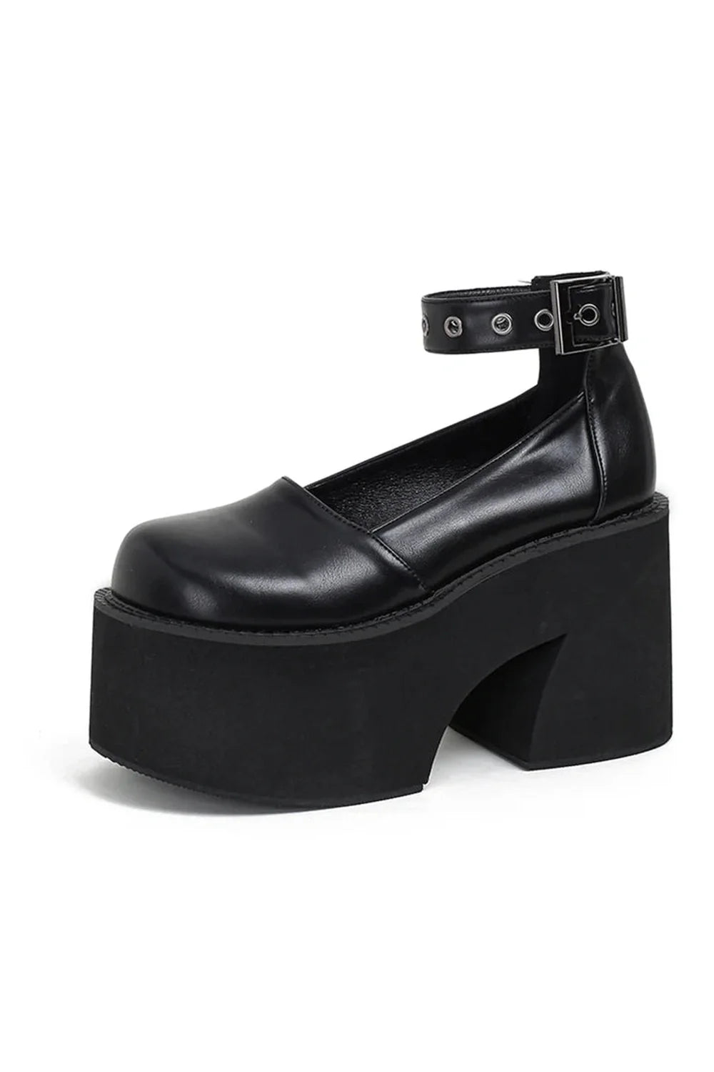 Stylish black Midnight Edge Block Heel Shoes.