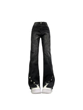 Midnight Flare Snap Jeans in Picture Color, stylish.