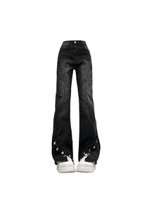 Midnight Flare Snap Jeans in Picture Color, stylish.