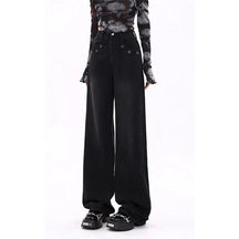 Stylish Midnight Wide-Leg Jeans in Black.