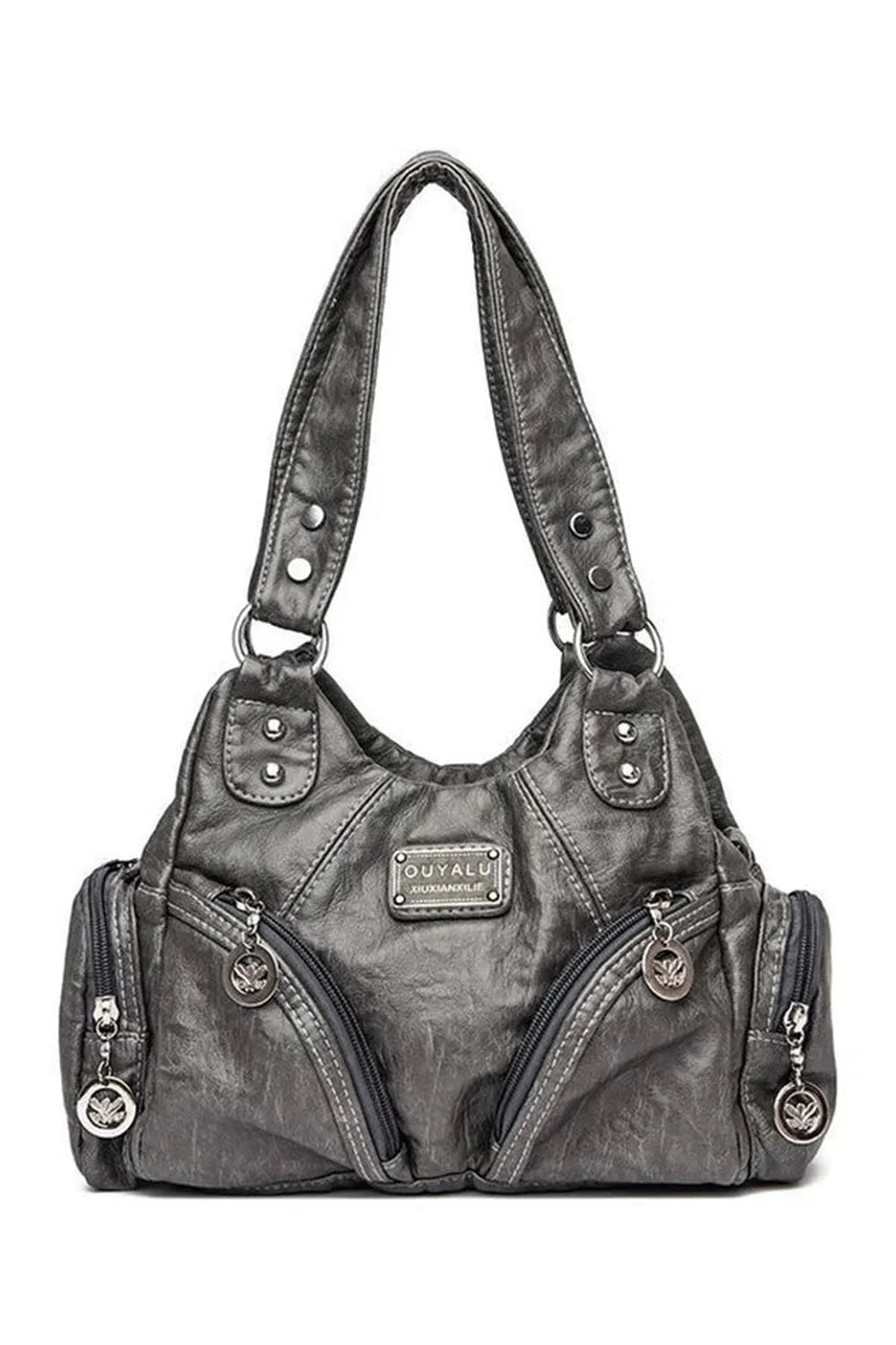 Midnight Zipper Accent Shoulder Bag