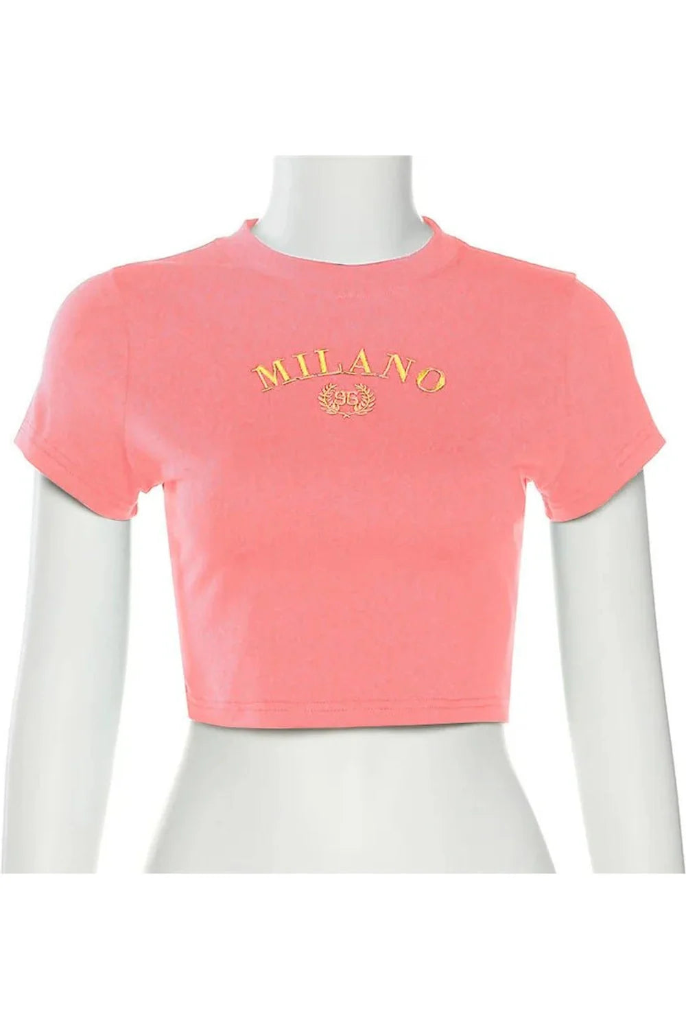 Stylish Milano Crest Cropped Top in Pink shade.