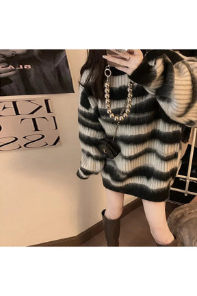 Monochrome Tie-Dye Oversized Sweater