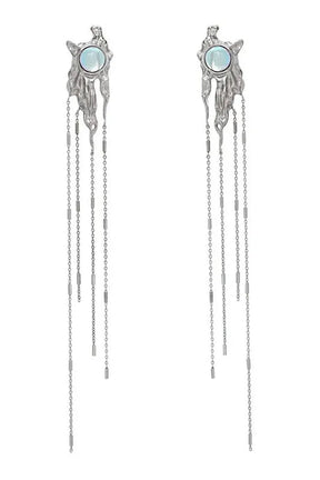 Moon Tassel Butterfly Drop Earrings