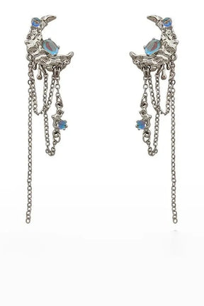 Moon Tassel Butterfly Drop Earrings