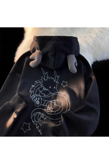 Fall Mystic Dragon Hoodie with Horns variant 2: Mystical autumn-themed design with horn accents.