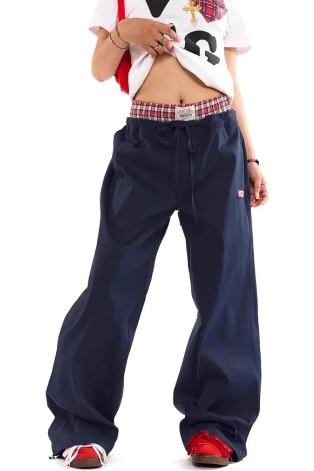 Baggy navy streetwear pants for casual style.