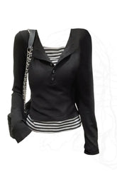 Black Noir Nautical Layered Top with elegance.