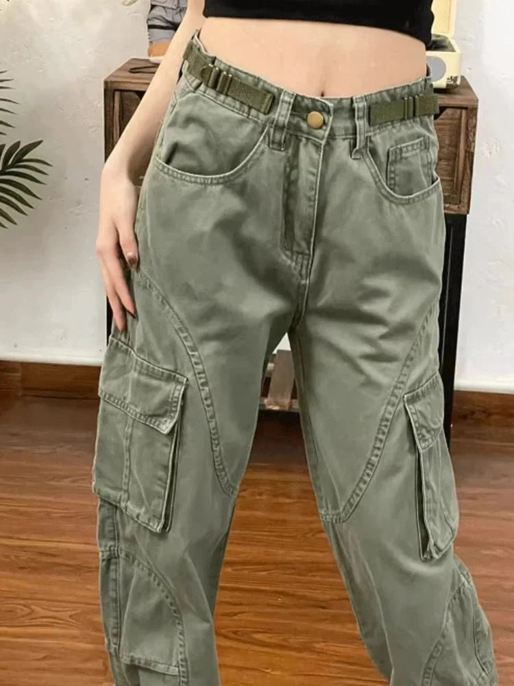 Stylish Olive Green Cargo Pants in Green Variant.