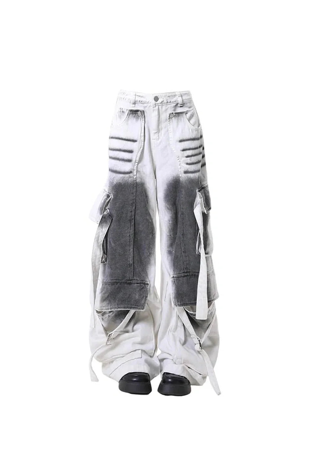 White Ombre Utility Cargo Pants for versatile style.